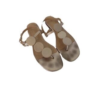 Jack Rogers gold sandals leather medallions size 7.5